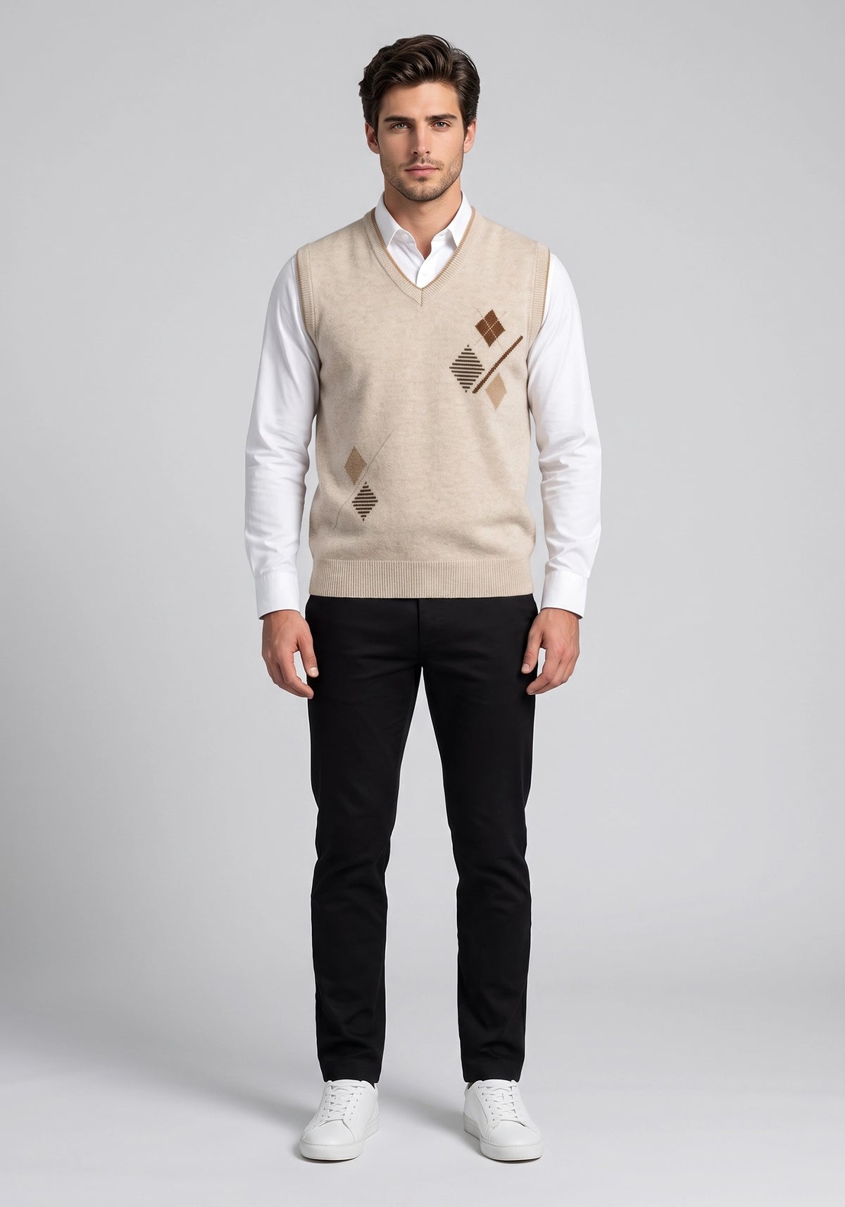 100% Lambswool Lt Beige Sleeveless
