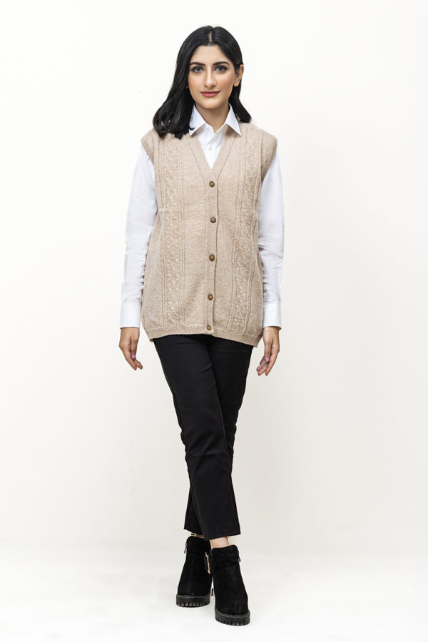 100% Lambswool Sleeveless Cardigan