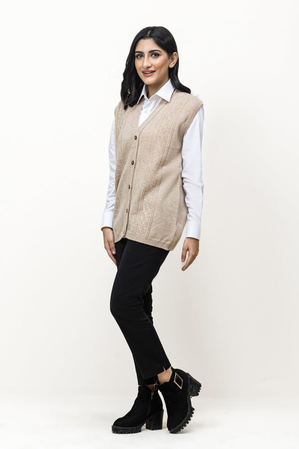 100% Lambswool Sleeveless Cardigan