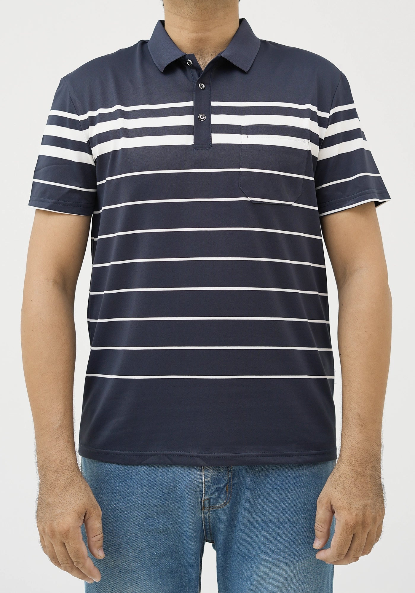 Polyester Fabric Stripe Design Polo