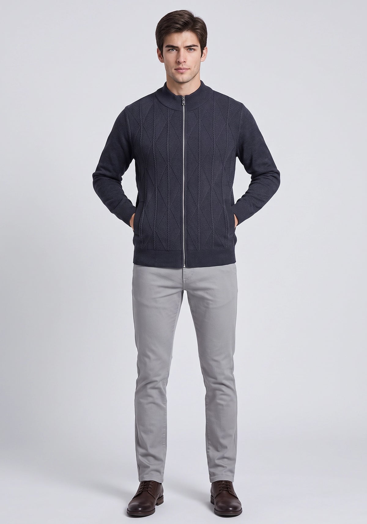 Soft Acrylic Wool Navy Blue Zipper