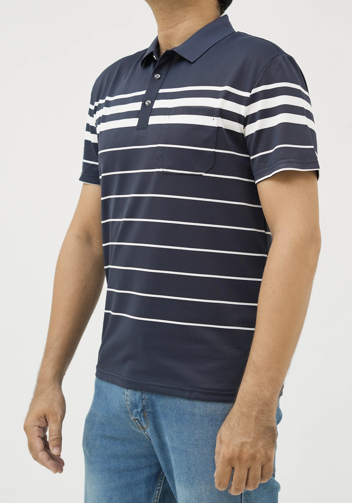 Polyester Fabric Stripe Design Polo