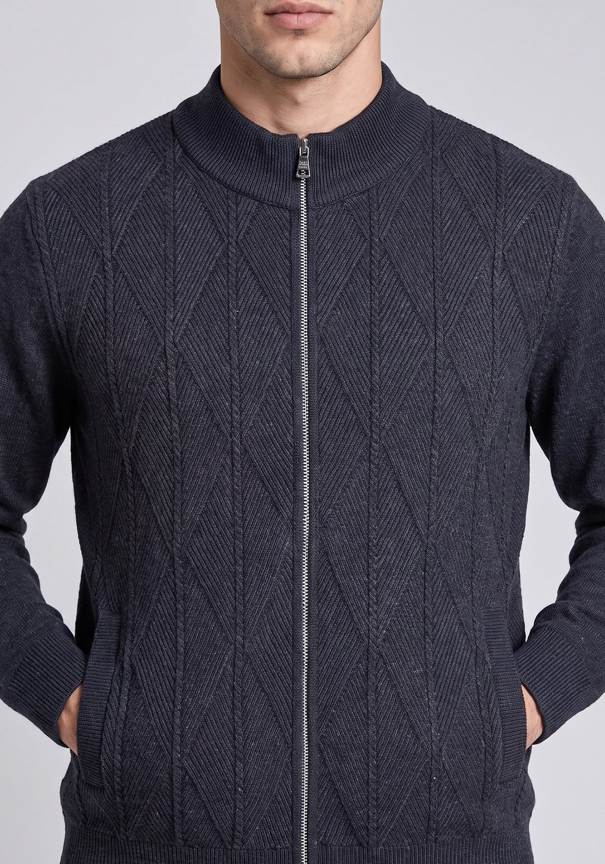 Soft Acrylic Wool Navy Blue Zipper