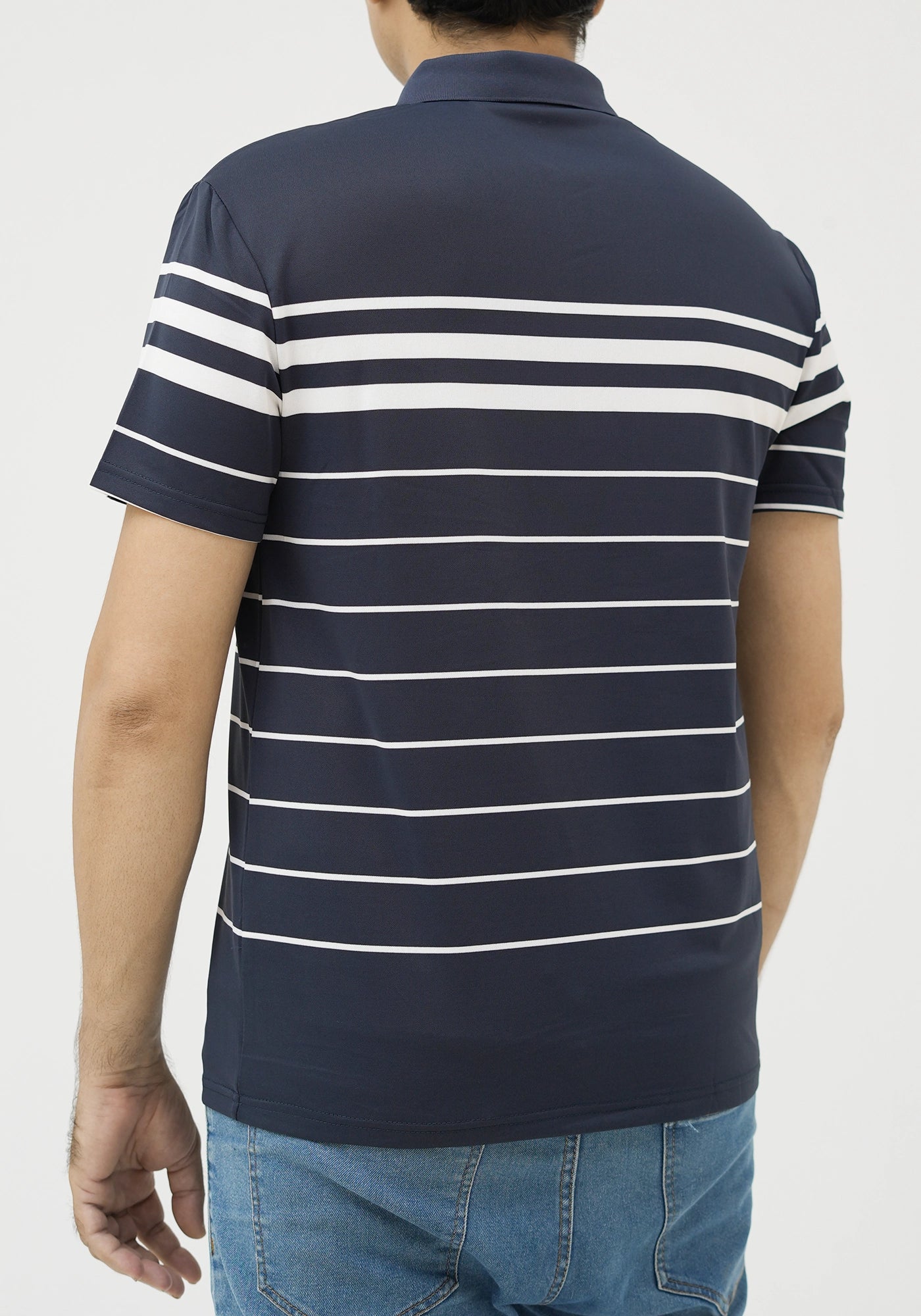 Polyester Fabric Stripe Design Polo