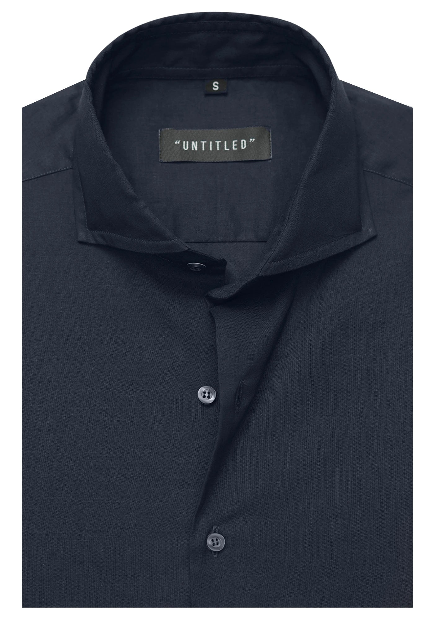 Linen Navy Blue Plain Formal Shirt
