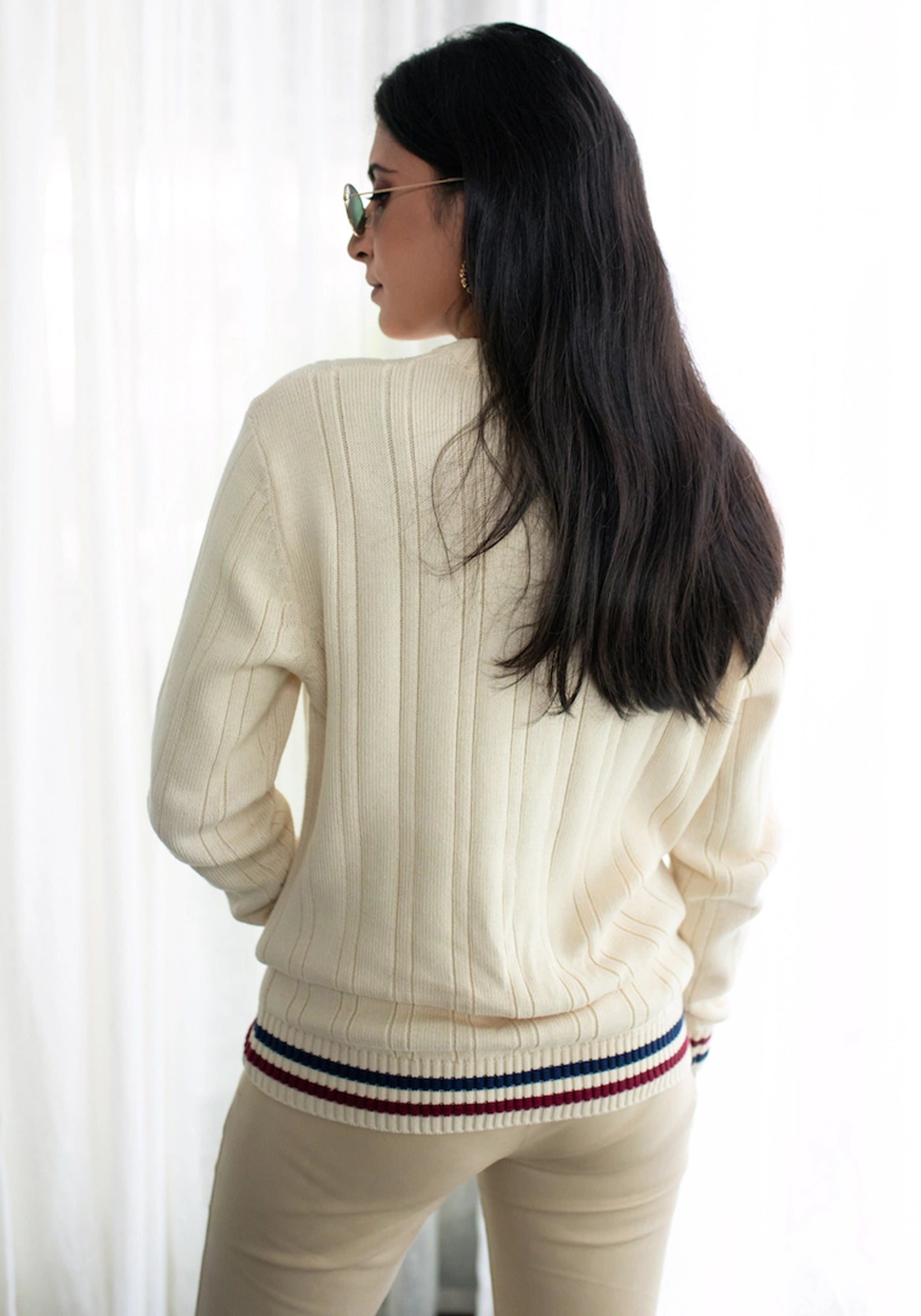 100% Cotton Cable Knit Crew Neck Sweater