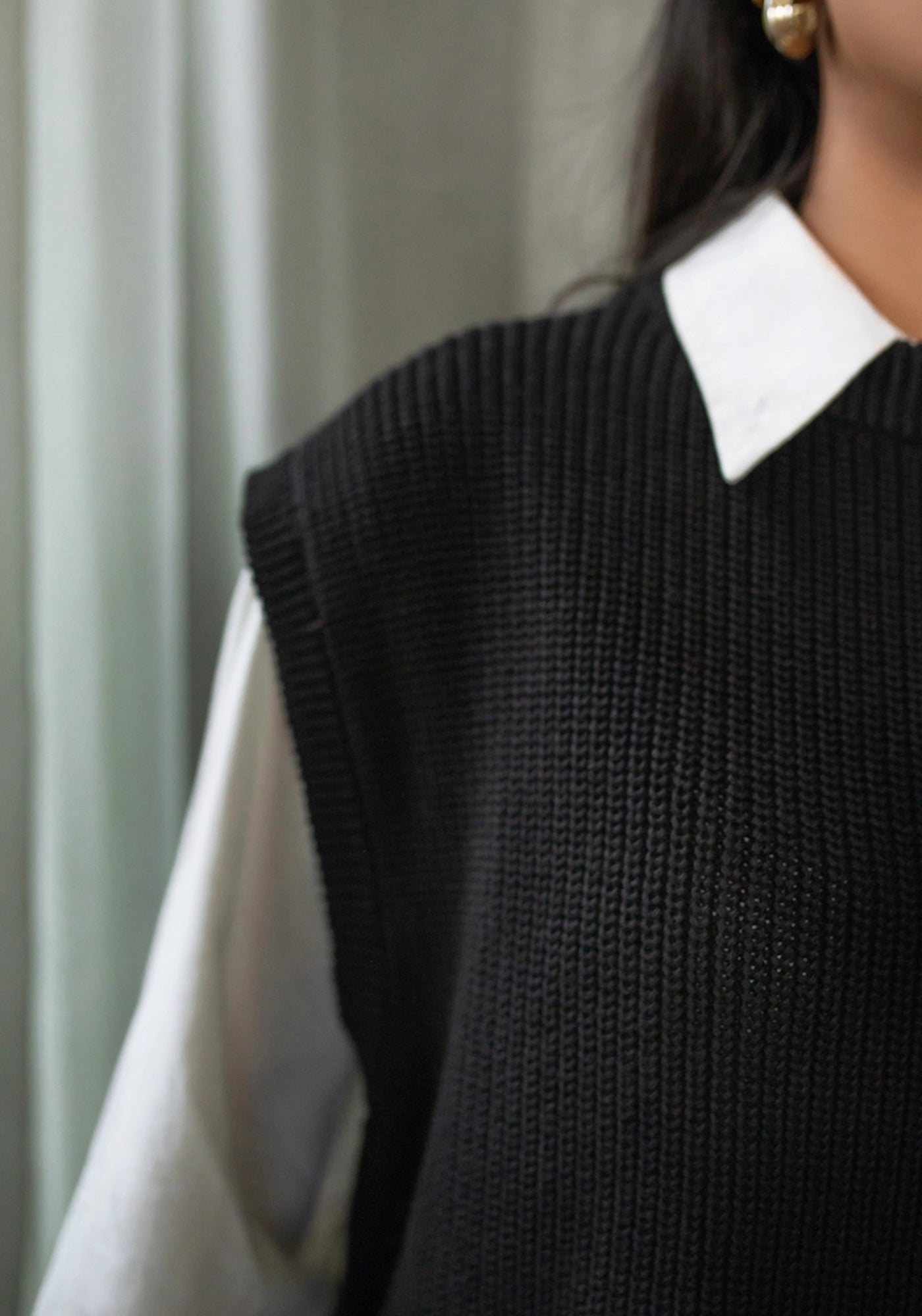 100% Cotton Ribbed Knit Sweater Vest