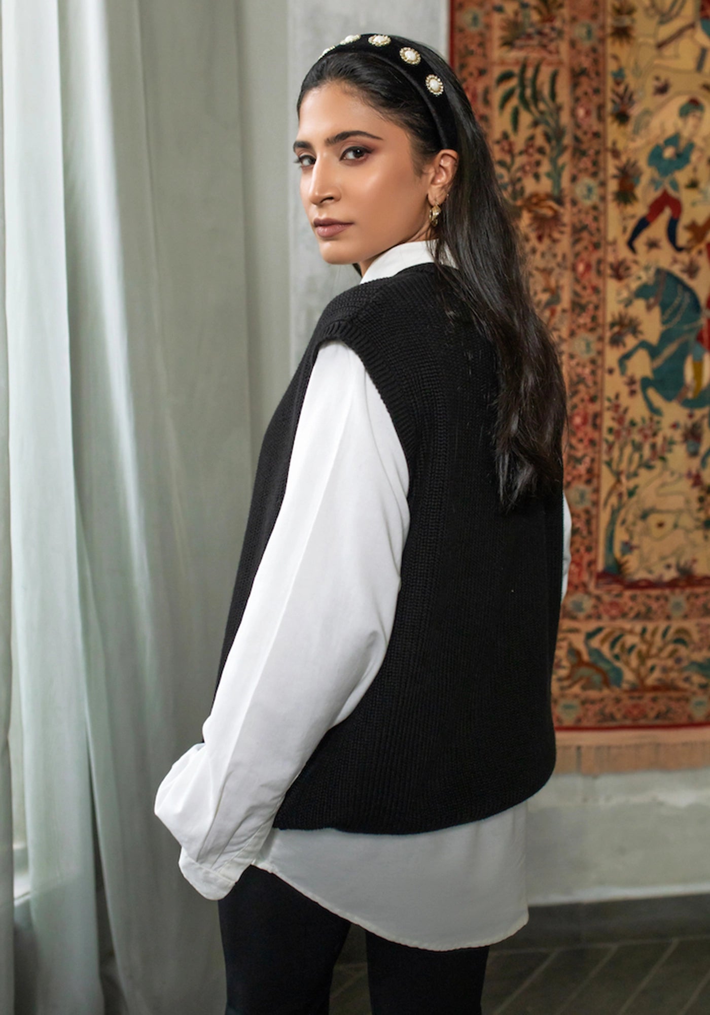 100% Cotton Ribbed Knit Sweater Vest