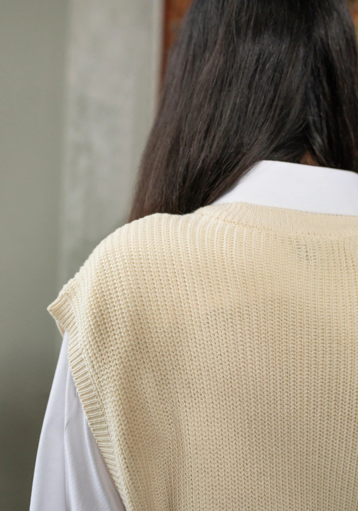 100% Cotton Ribbed Knit Sweater Vest