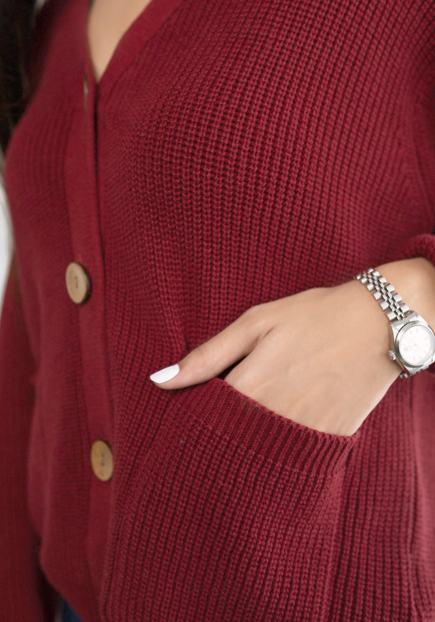 100% Cotton Knitted Button-Front Cardigan