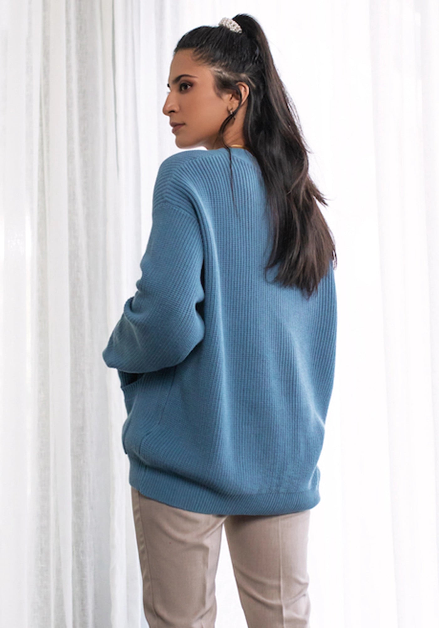 100% Cotton Knitted Button-Front Cardigan