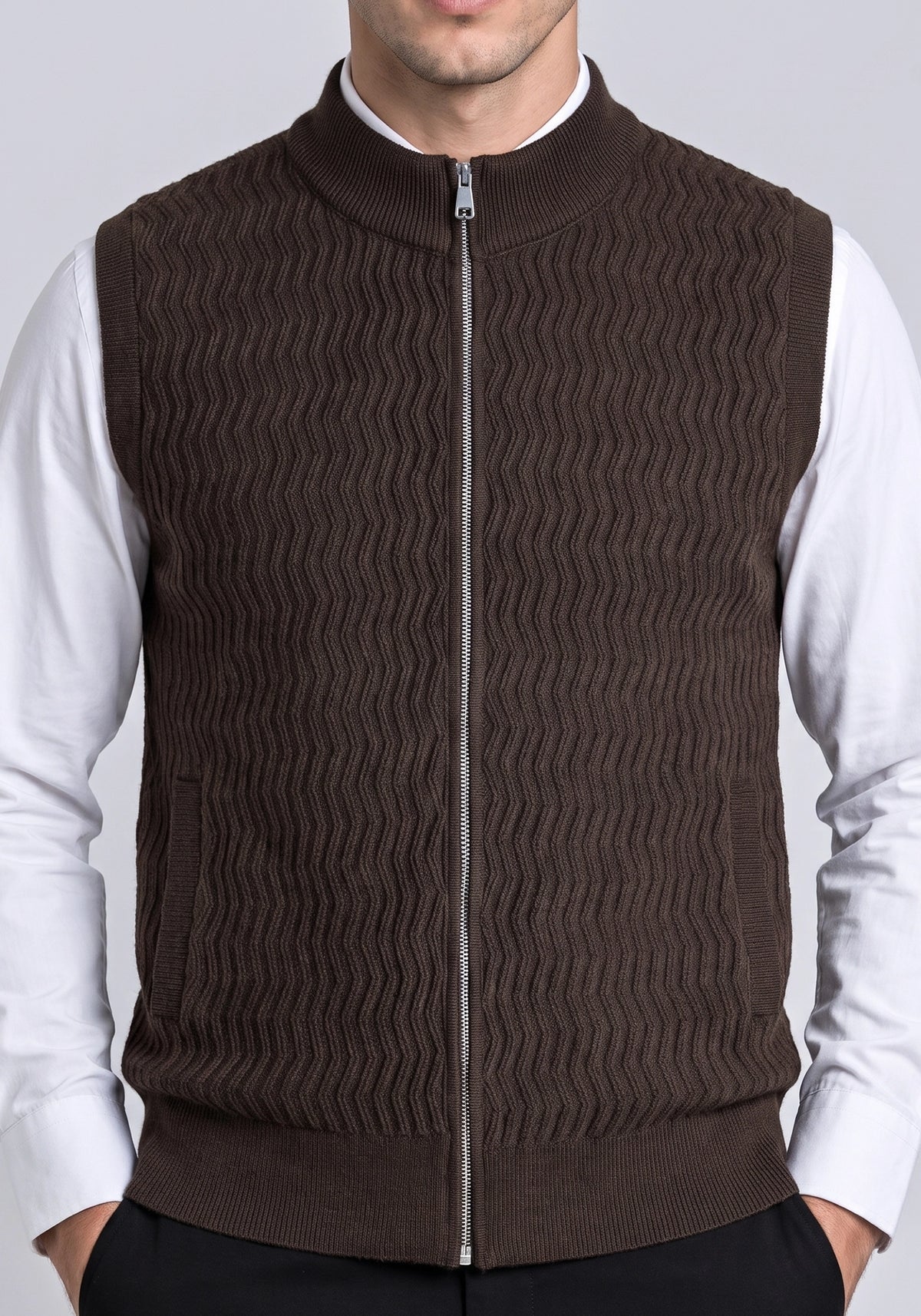Soft Acrylic Wool Sleevless Zipper