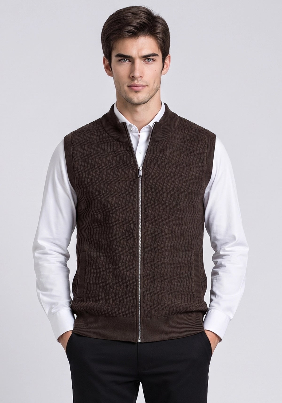 Soft Acrylic Wool Sleevless Zipper