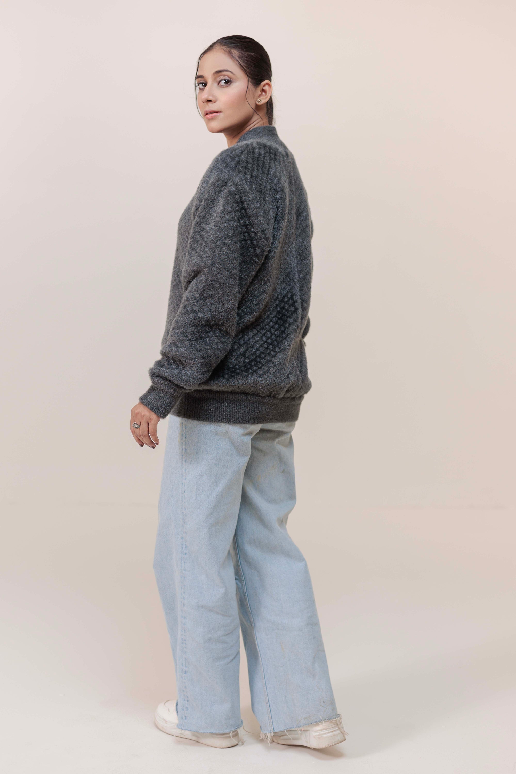 Soft Acrylic Wool Zipper Sweater