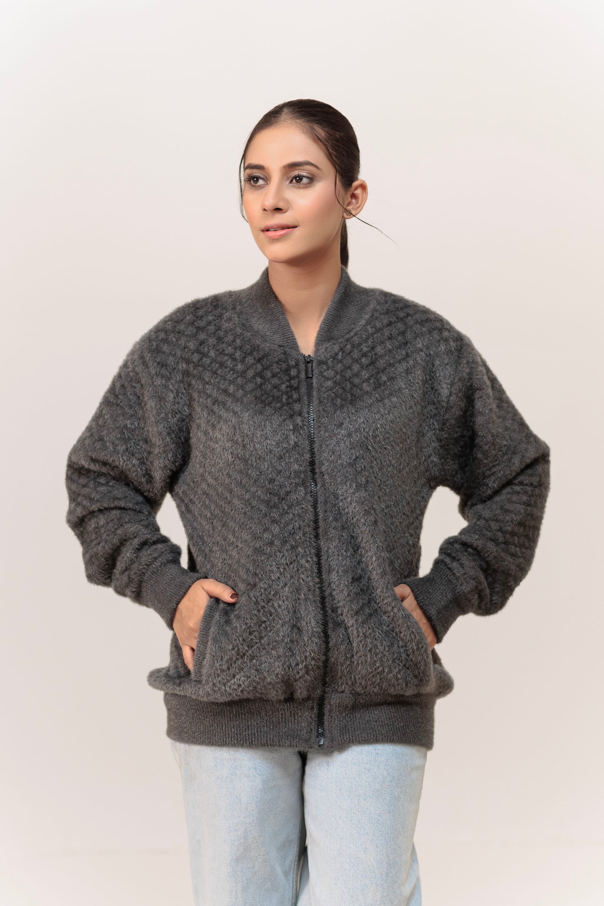 Soft Acrylic Wool Zipper Sweater