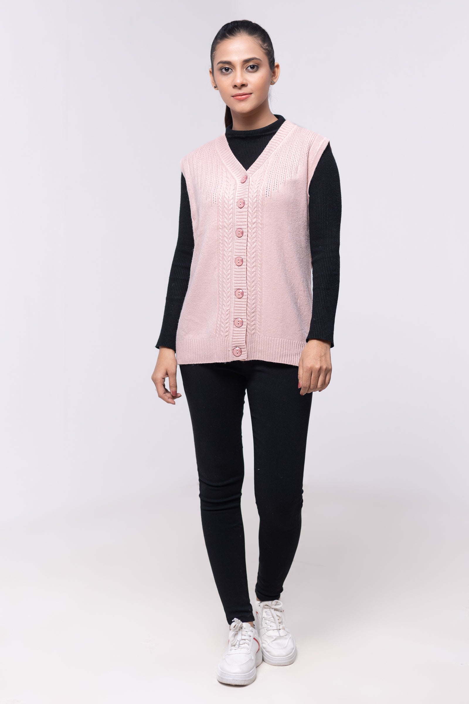 Acrylic Wool Sleeve Less Cardigan