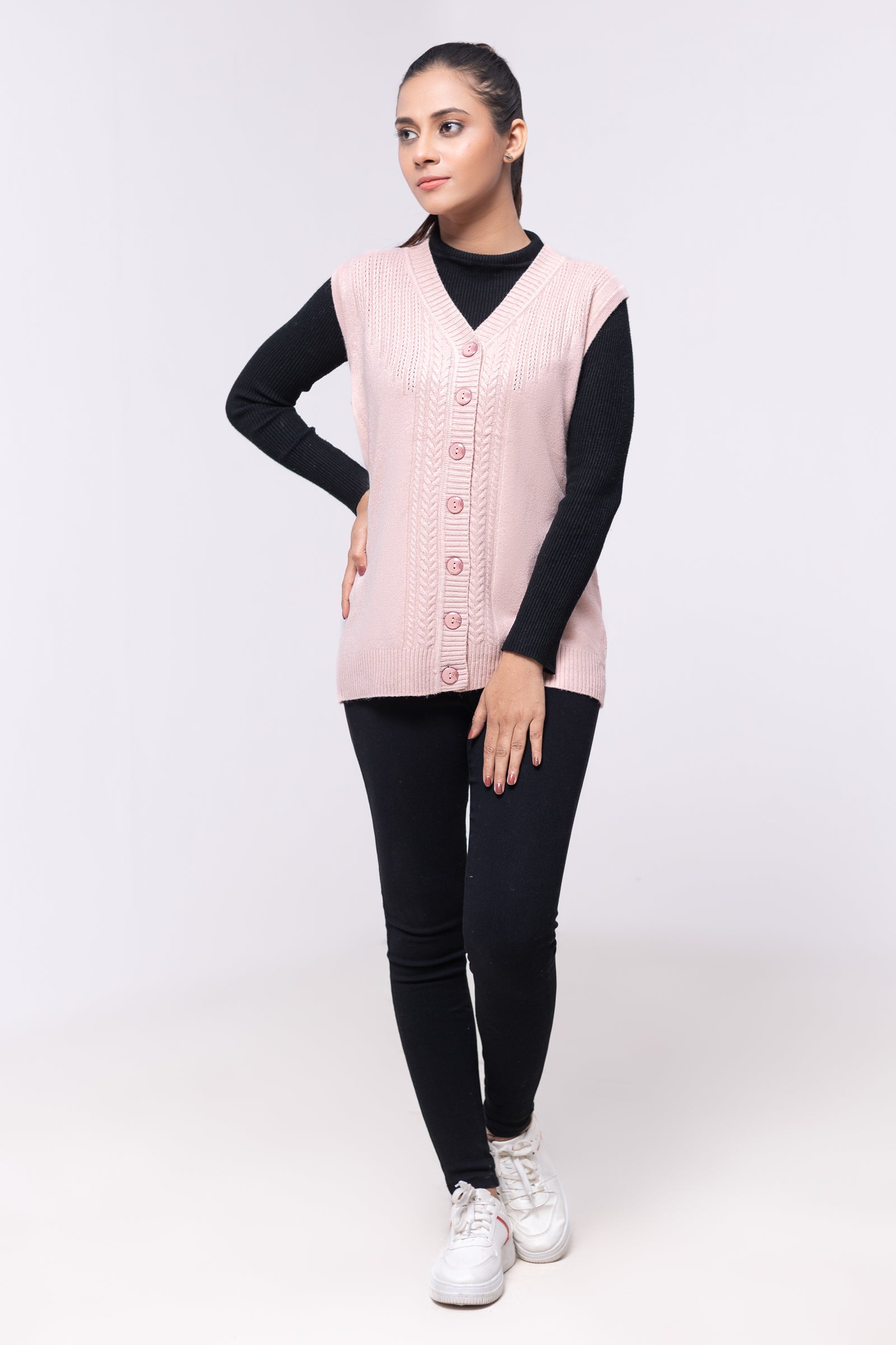 Acrylic Wool Sleeve Less Cardigan