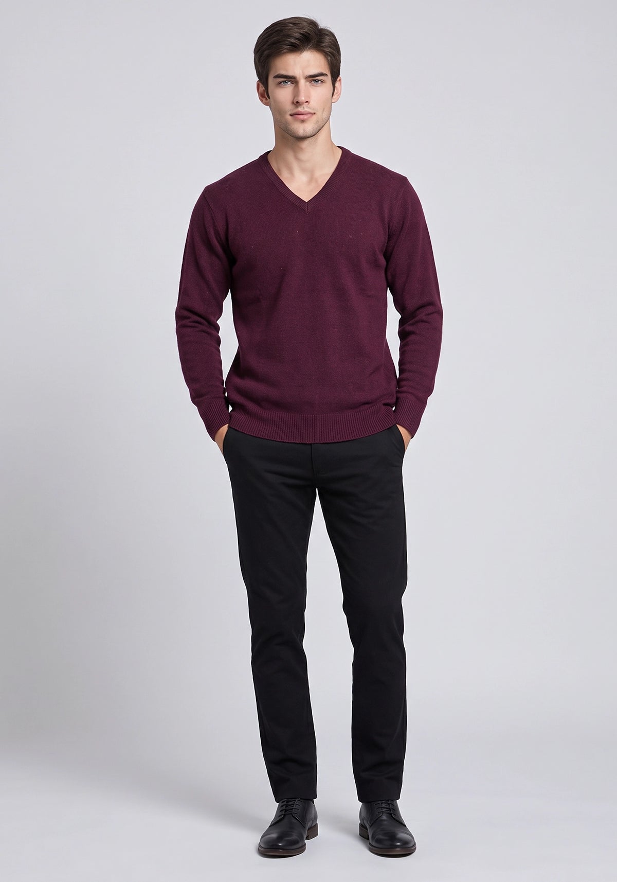 100% Lambswool Plum Plain Pullover