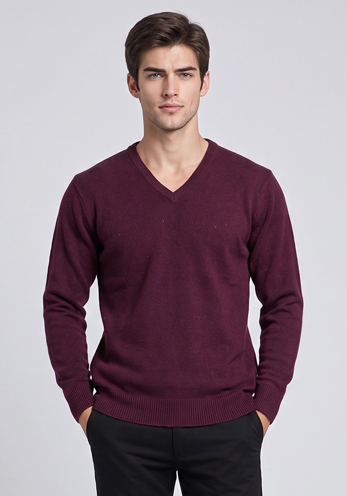 100% Lambswool Plum Plain Pullover
