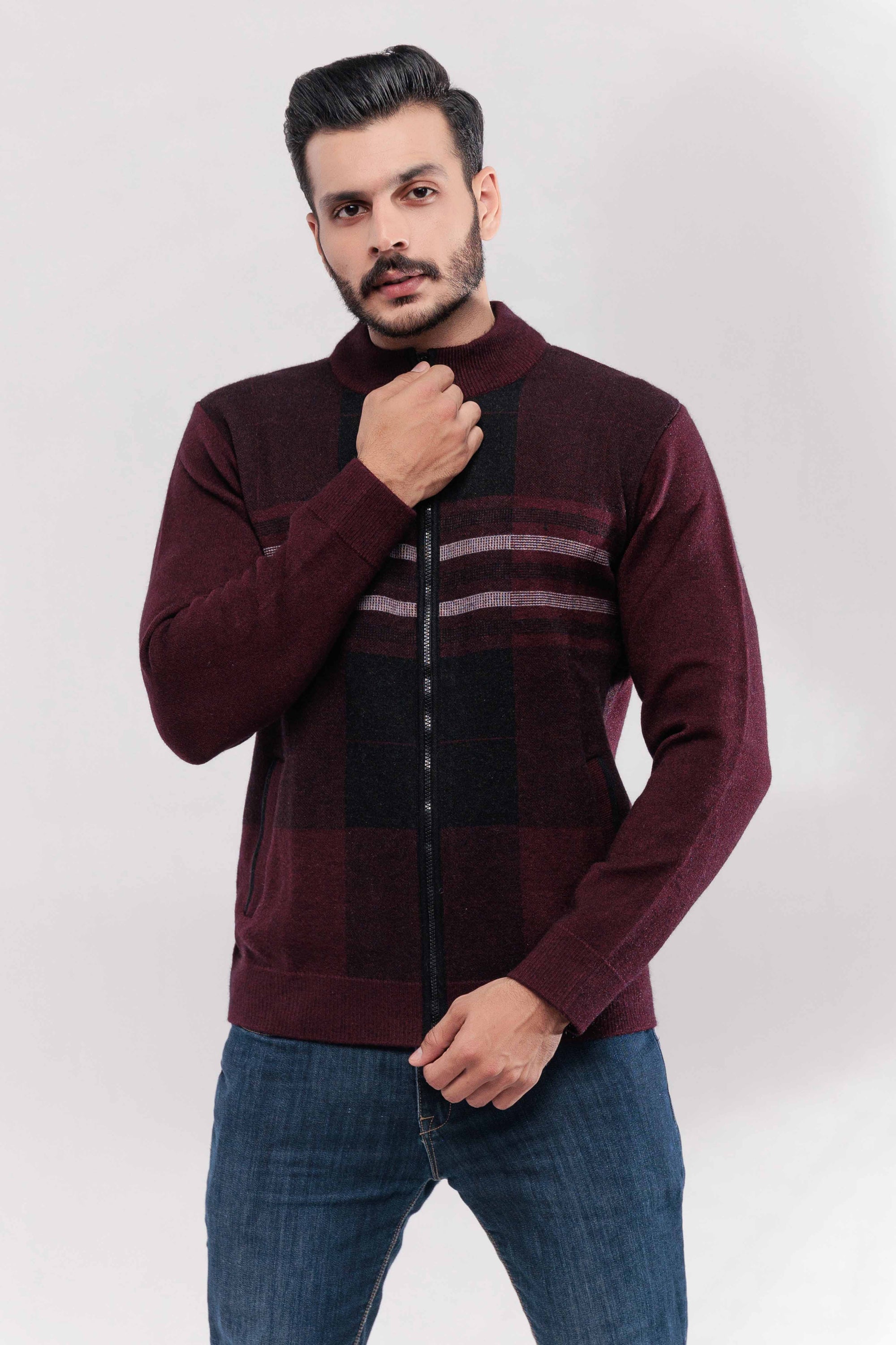 Soft Acrylic Wool Zipper Sweater