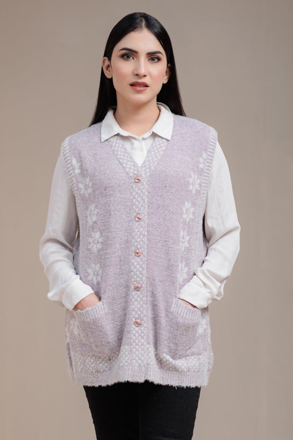 Soft Acrylic Wool Sleeveless Cardigan