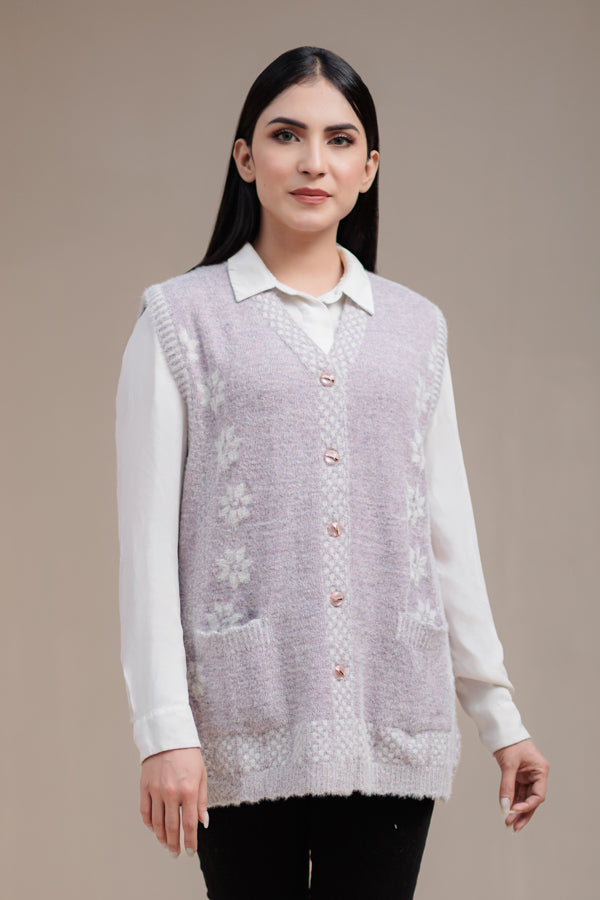 Soft Acrylic Wool Sleeveless Cardigan