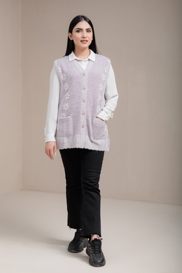 Soft Acrylic Wool Sleeveless Cardigan
