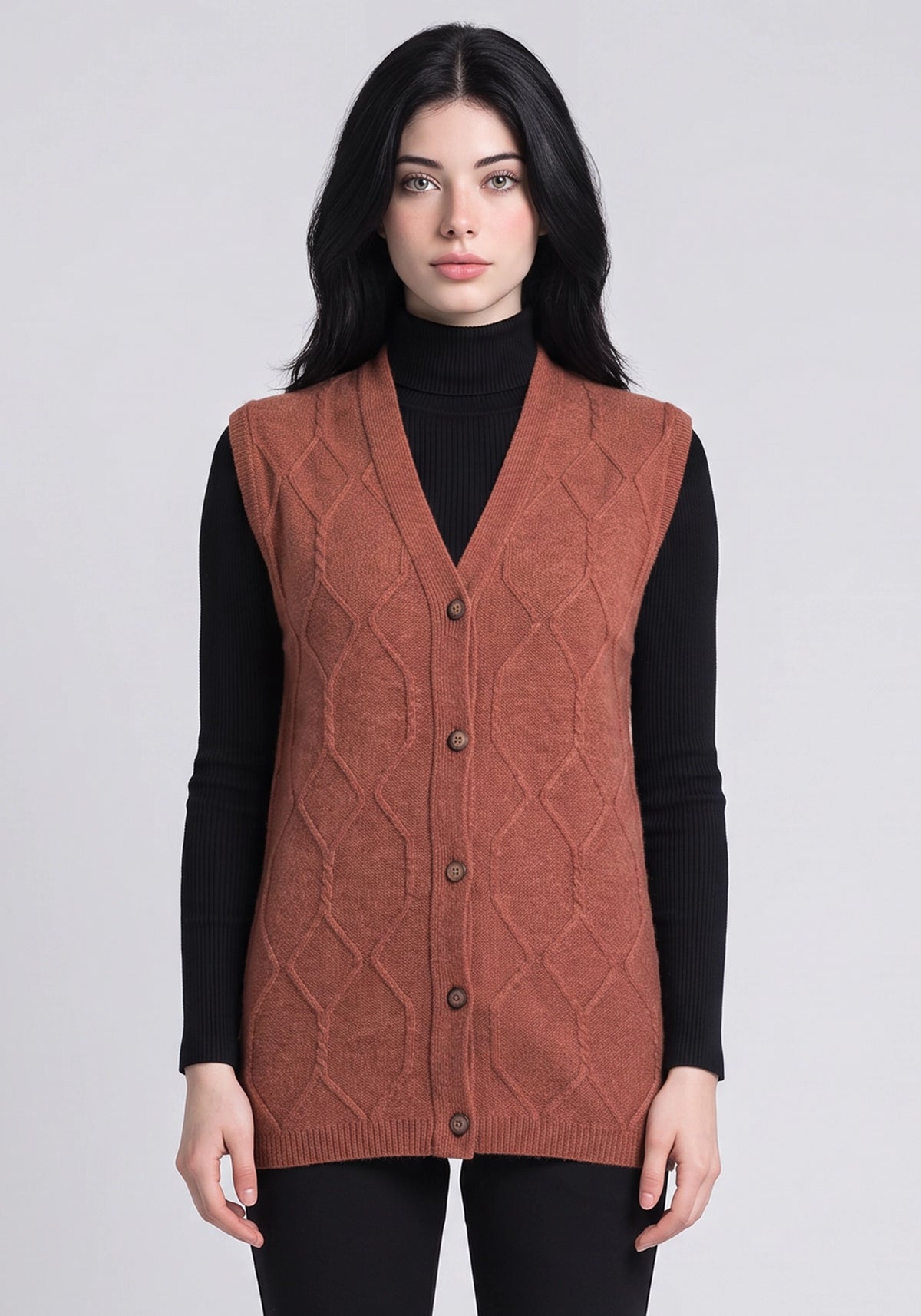 100% Lambswool Rune Sleeveless Cardigan