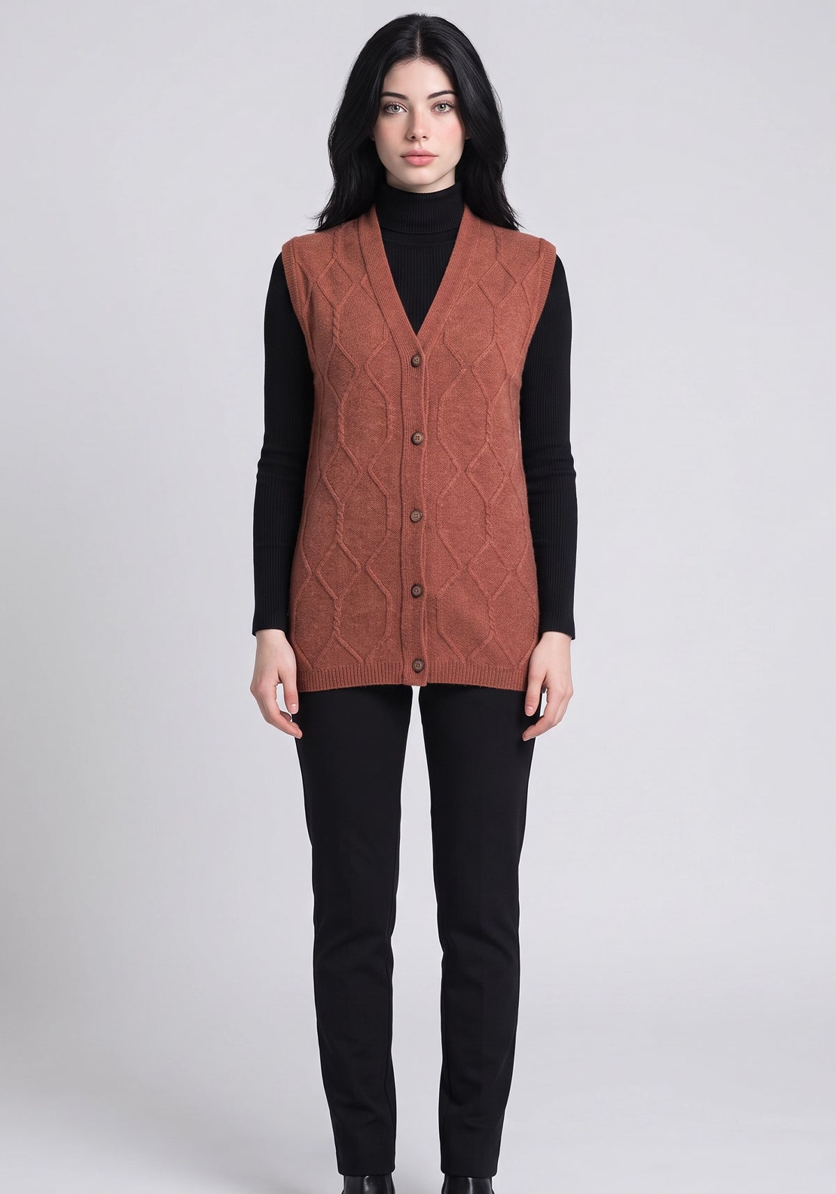 100% Lambswool Rune Sleeveless Cardigan