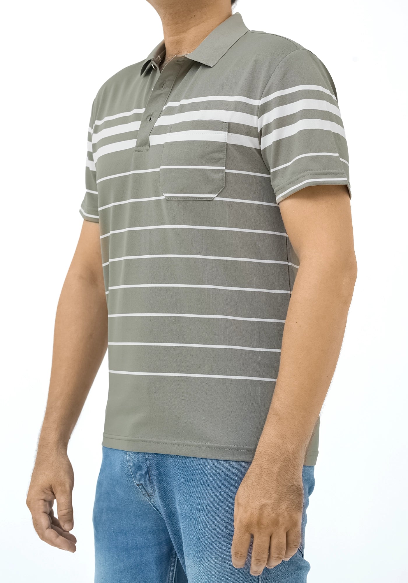 Polyester Fabric Stripe Design Polo