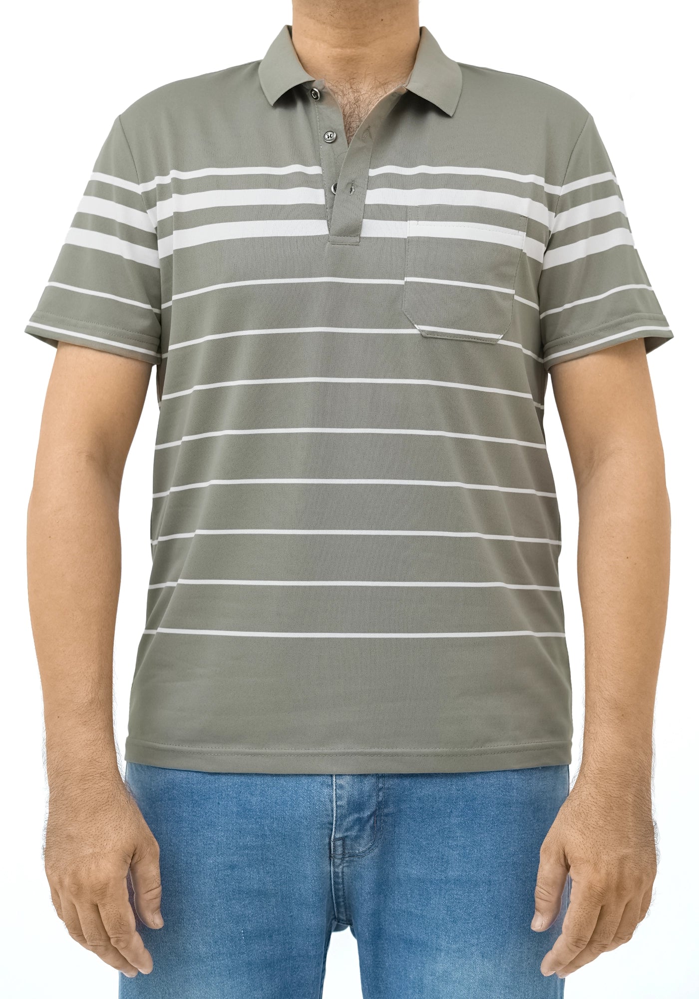 Polyester Fabric Stripe Design Polo