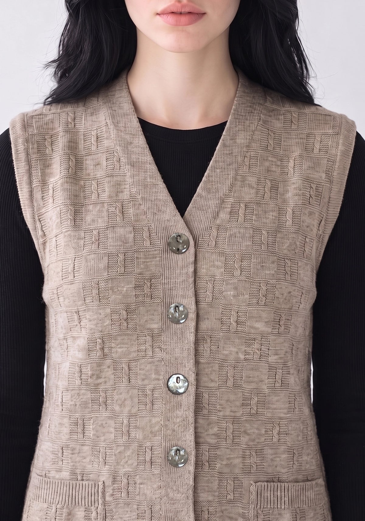 Soft Acrylic Wool Sleeveless Cardigan