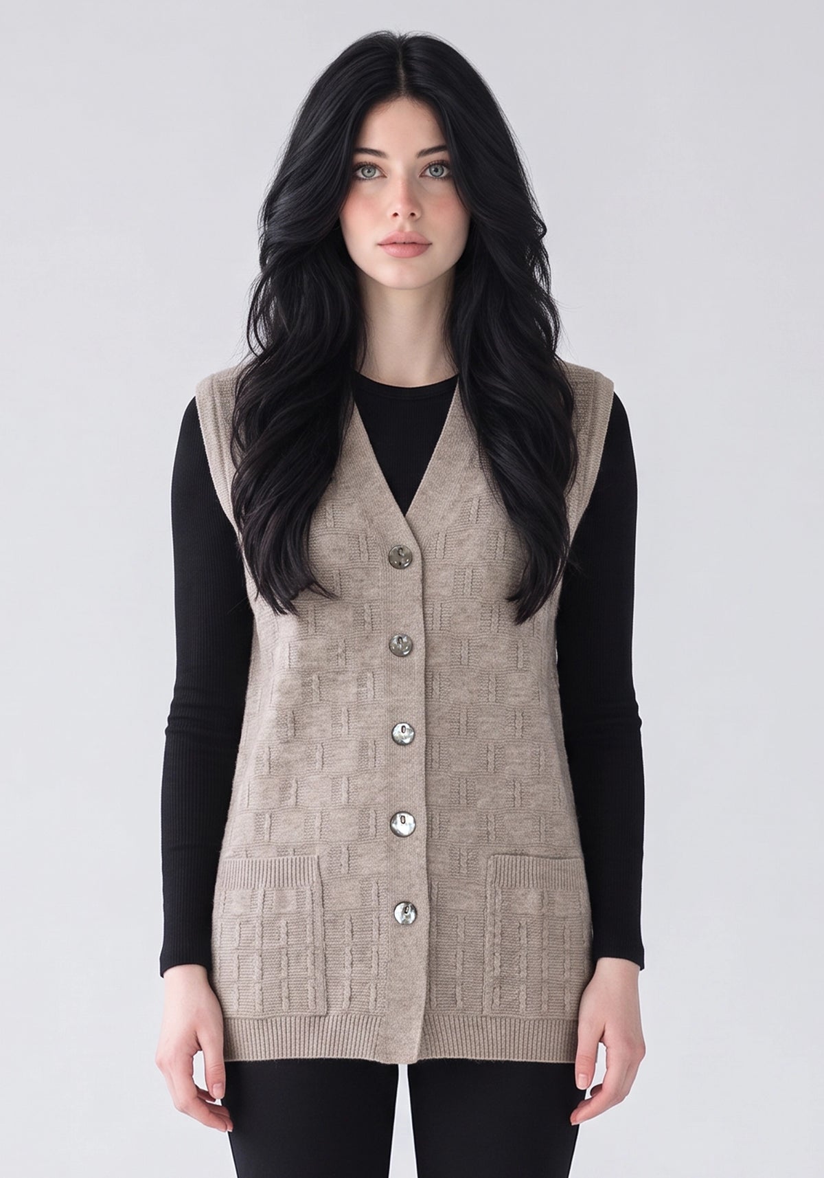 Soft Acrylic Wool Sleeveless Cardigan