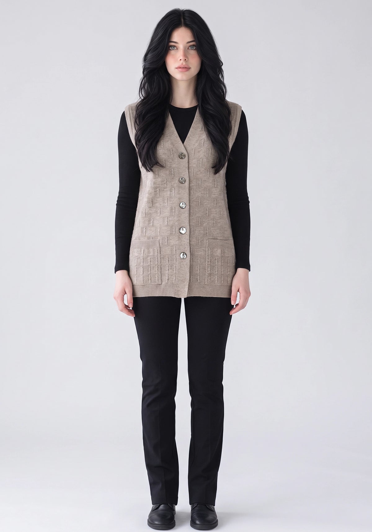 Soft Acrylic Wool Sleeveless Cardigan