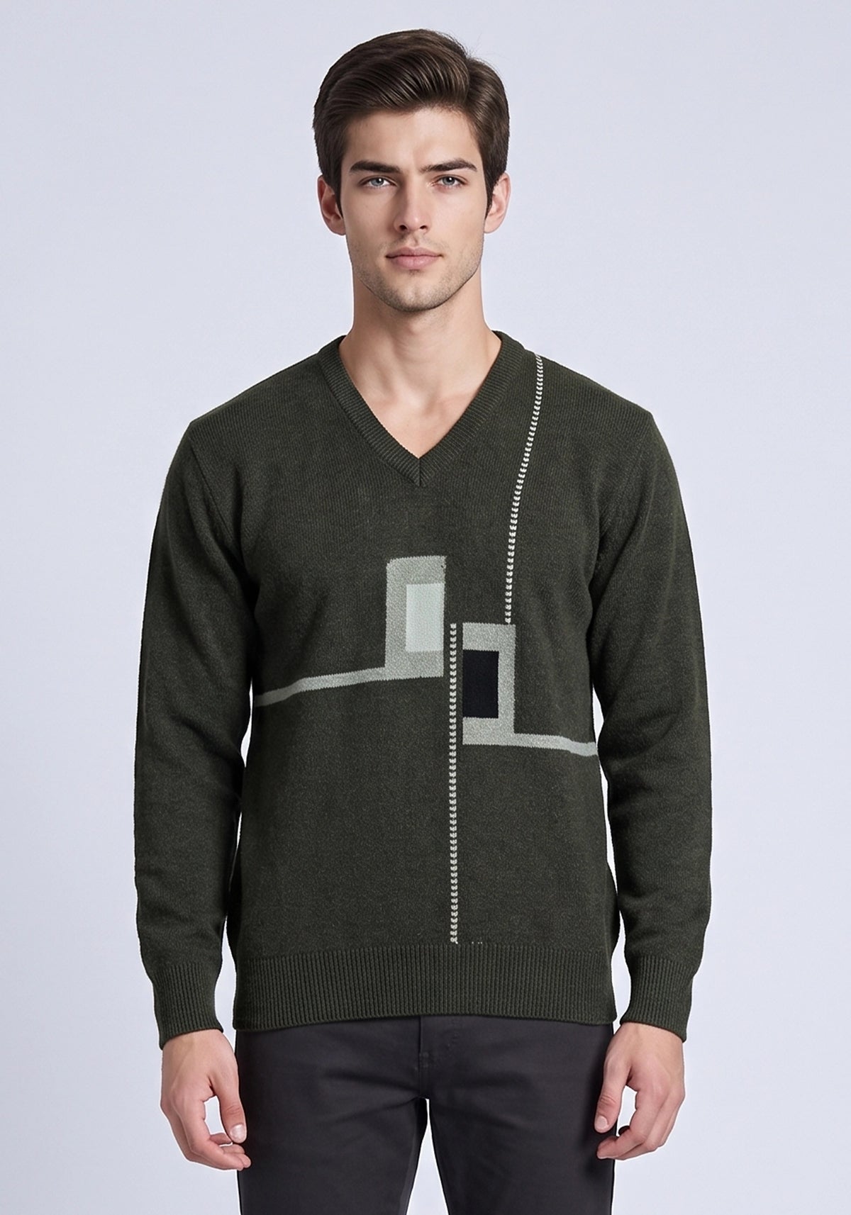 100% Lambswool Dk Olive Green Pullover