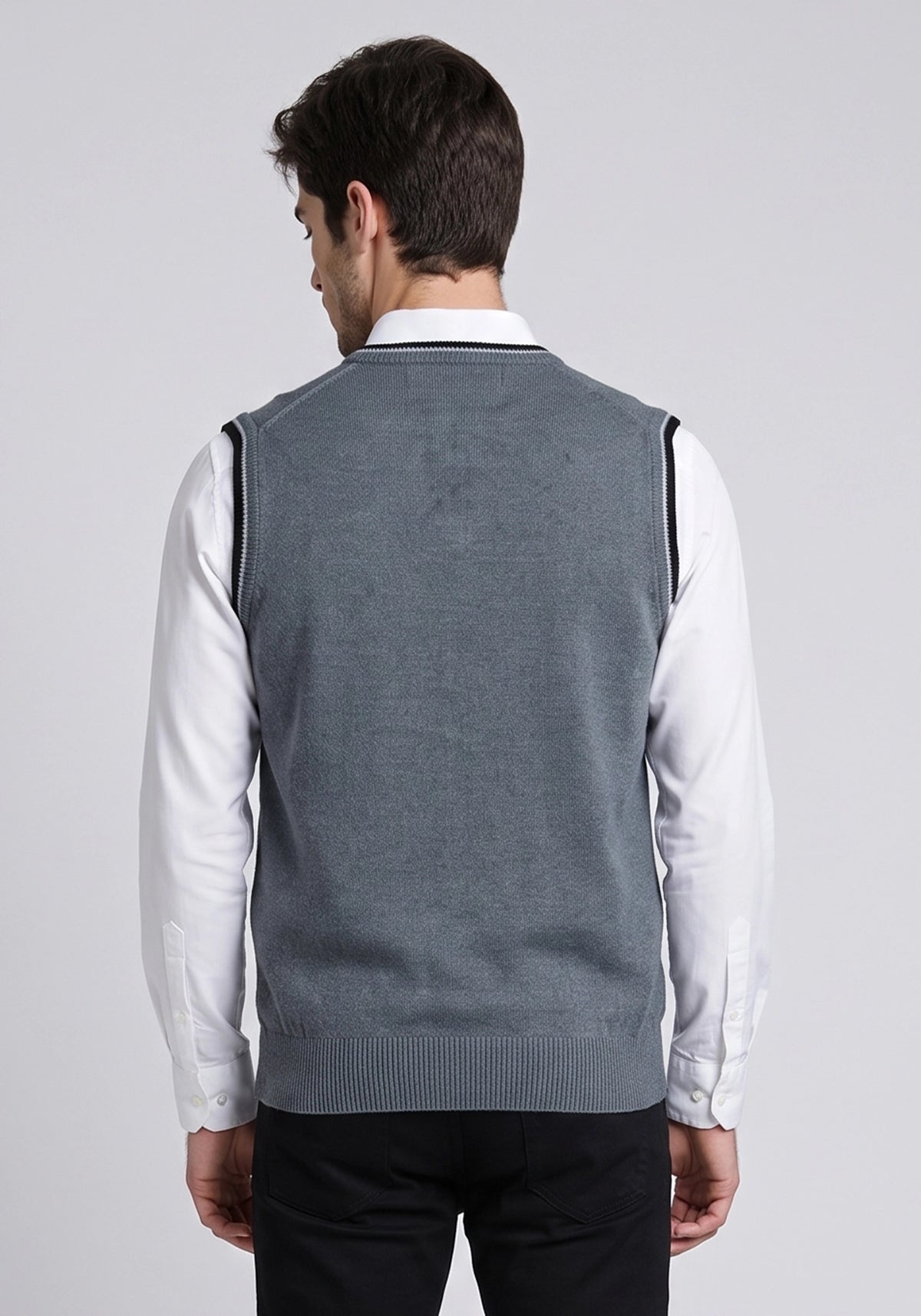 100% Lambswool Steel Blue Sleeveless