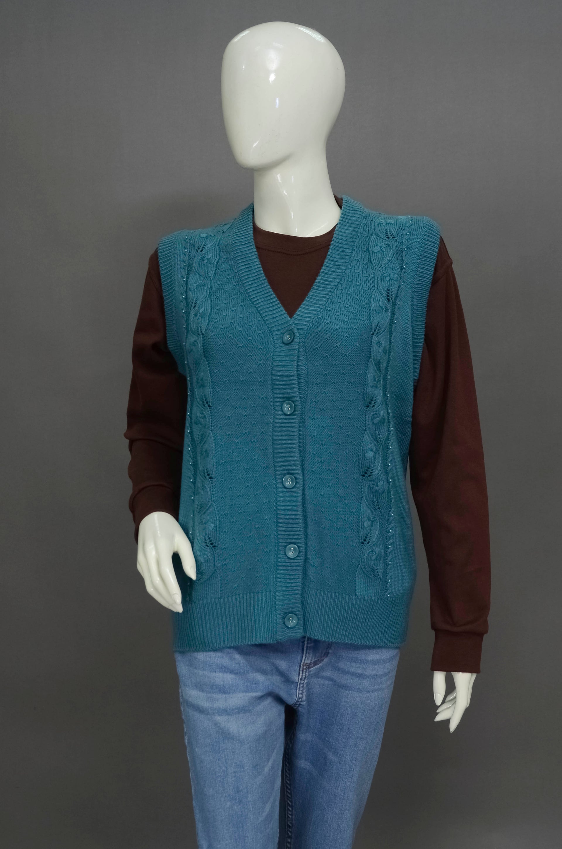 Acrylic Wool Interlock Knit Cardigan