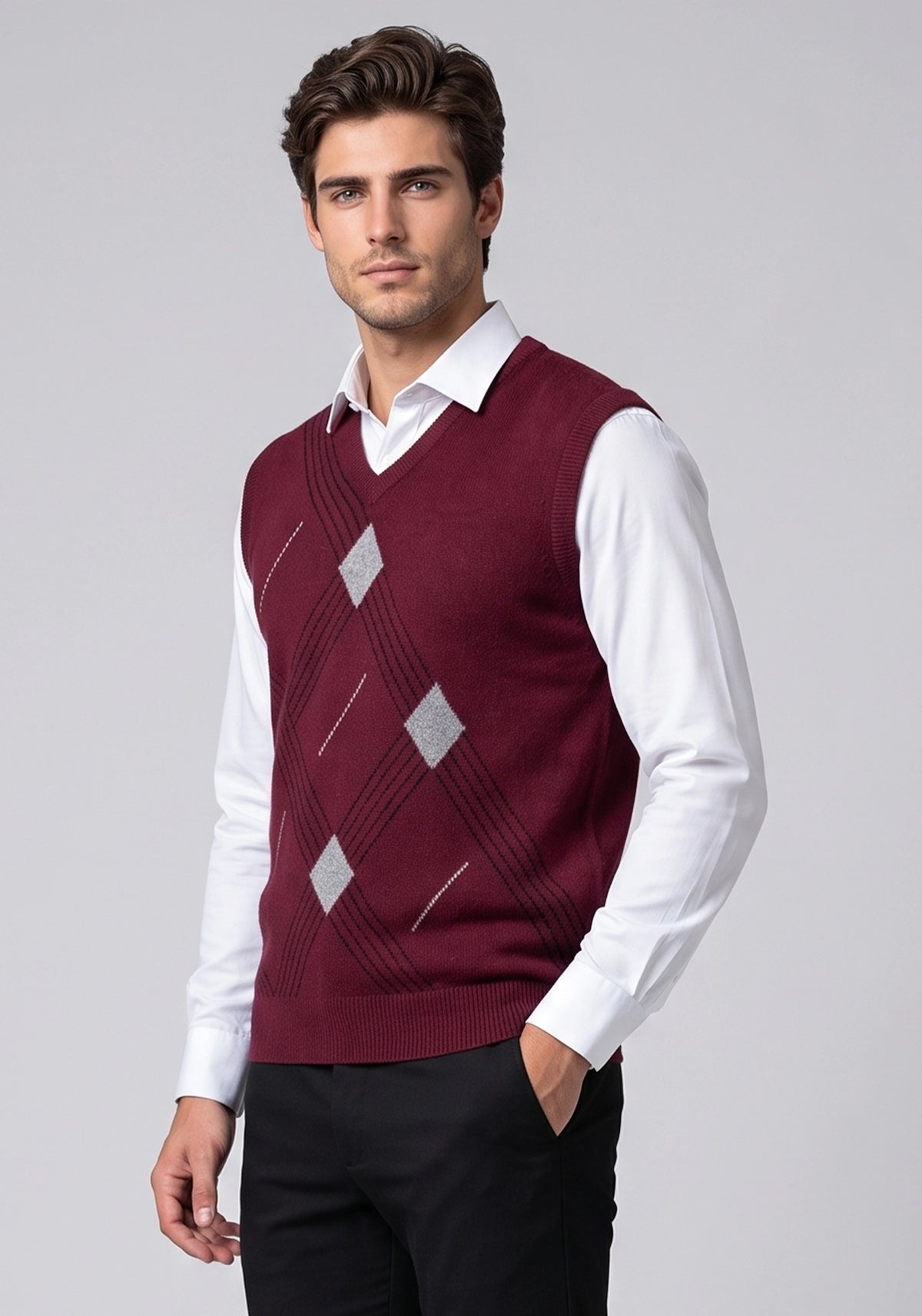100% Lambswool Maroon Sleeveless