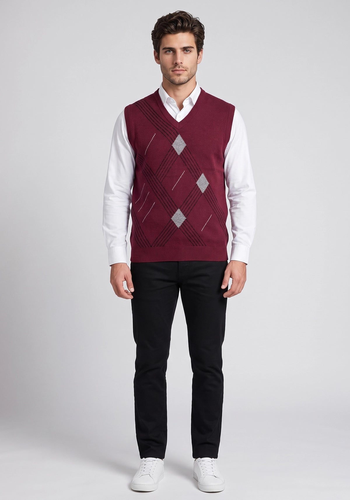 100% Lambswool Maroon Sleeveless