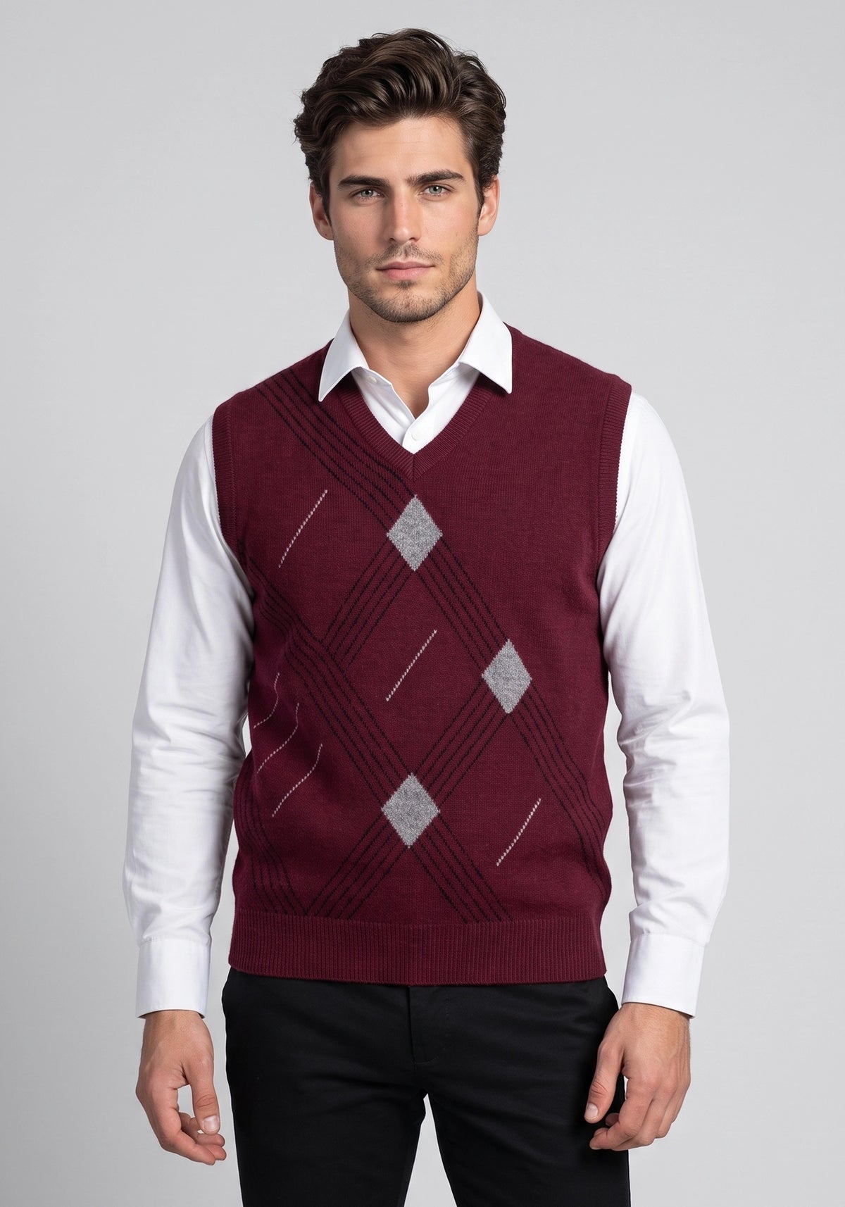 100% Lambswool Maroon Sleeveless