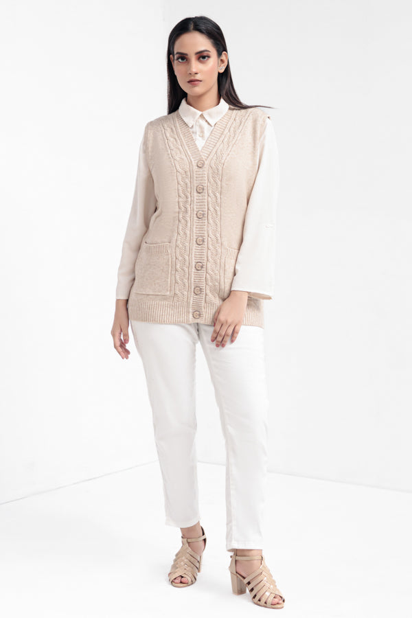 Acrylic Wool Sleeve Less Cardigan