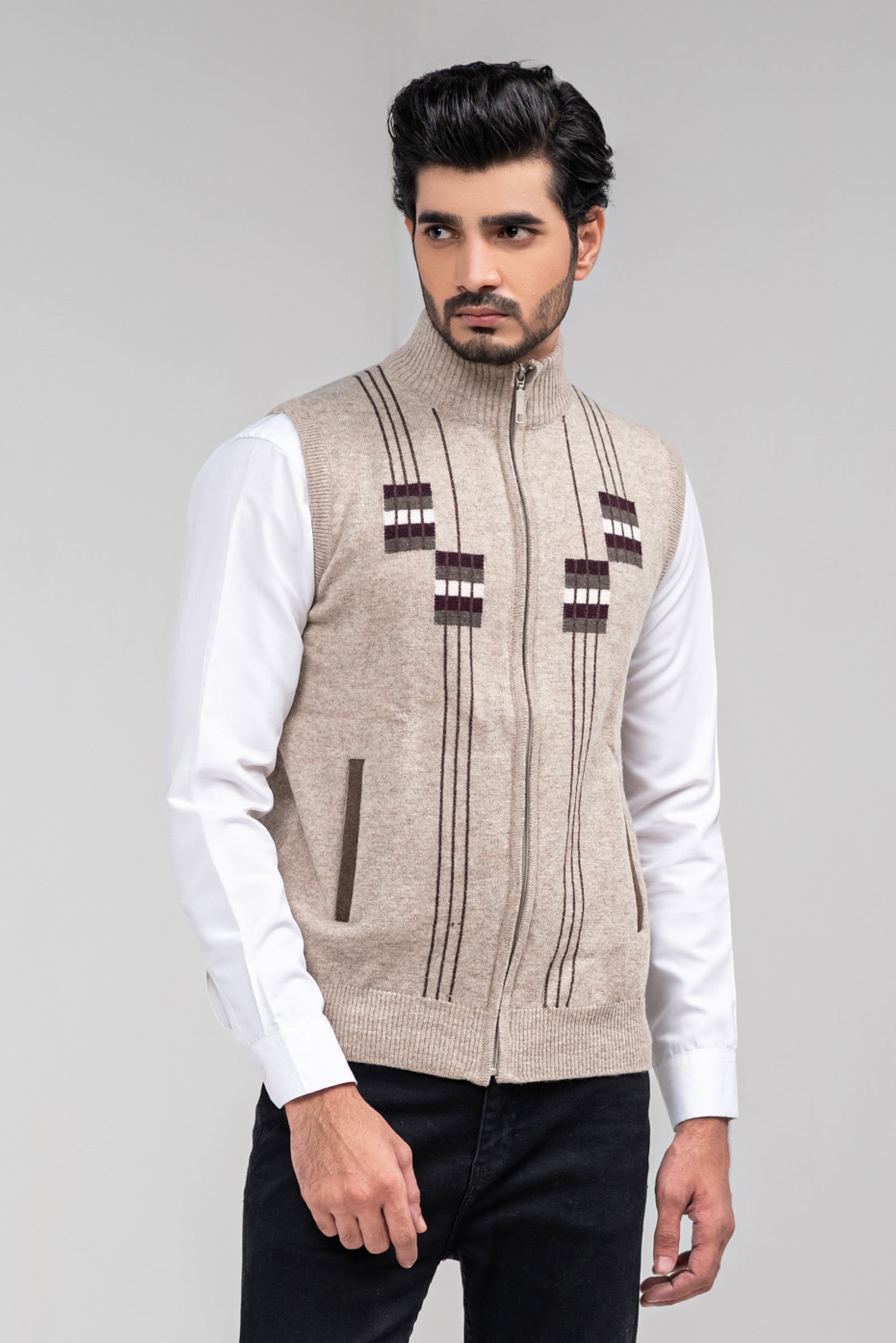 100% Lambswool Sleeveless Zipper