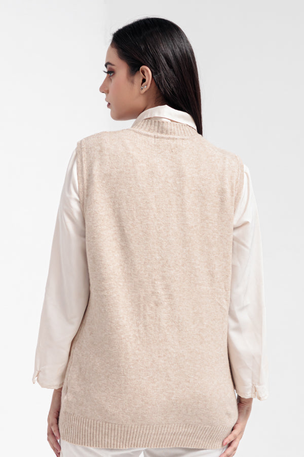Acrylic Wool Sleeve Less Cardigan