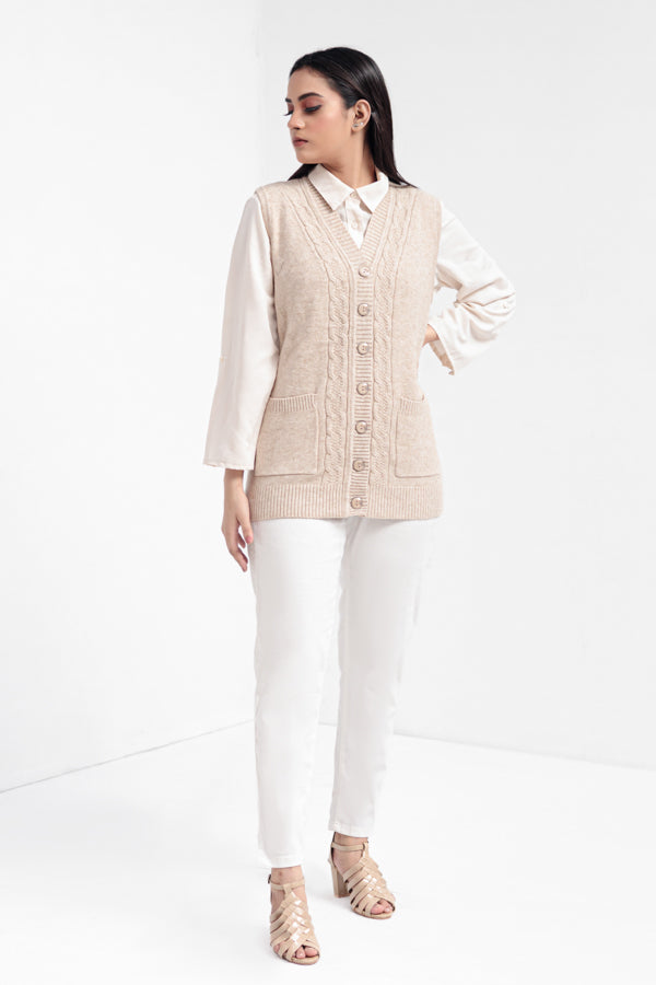 Acrylic Wool Sleeve Less Cardigan