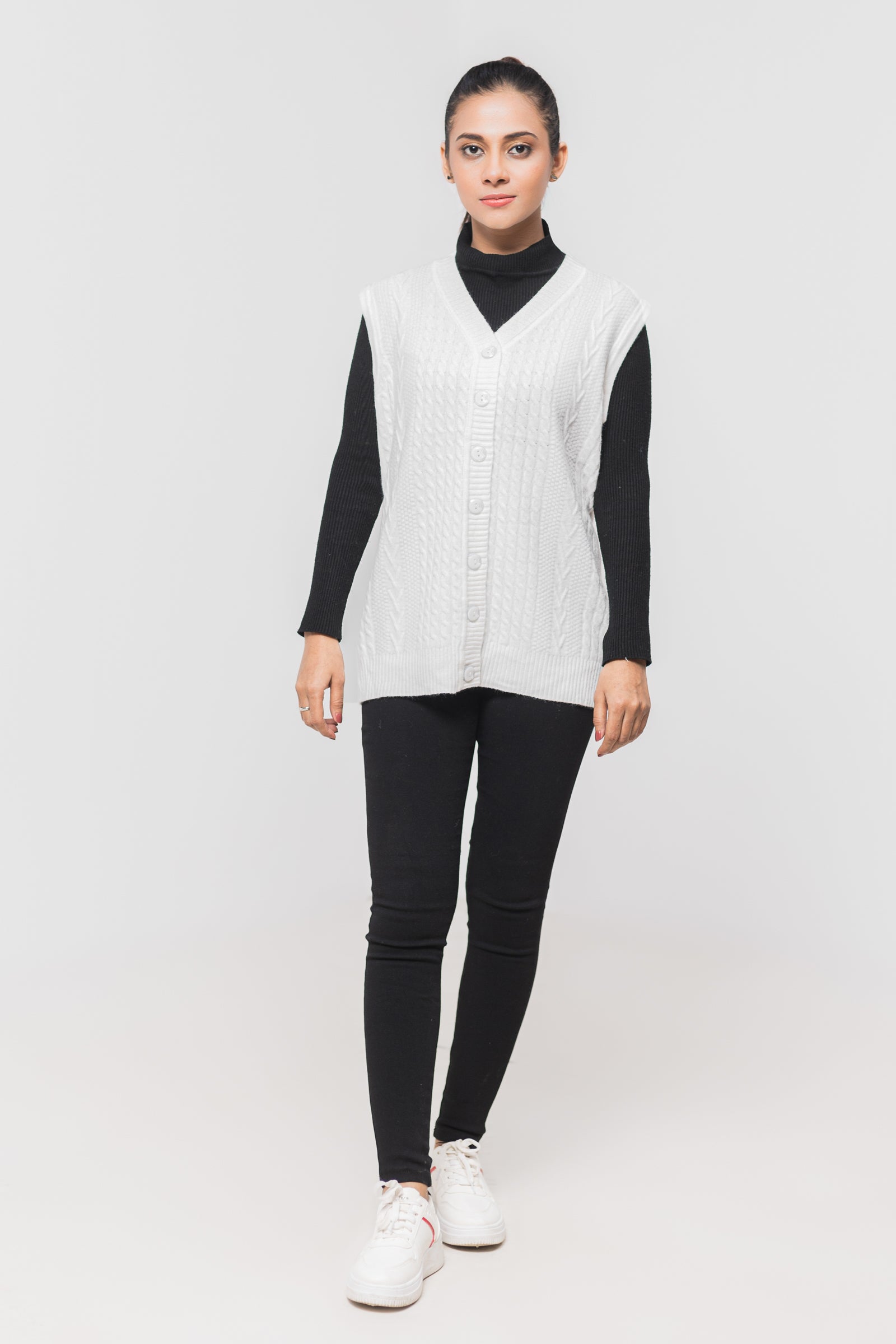 Acrylic Wool Sleeve Less Cardigan