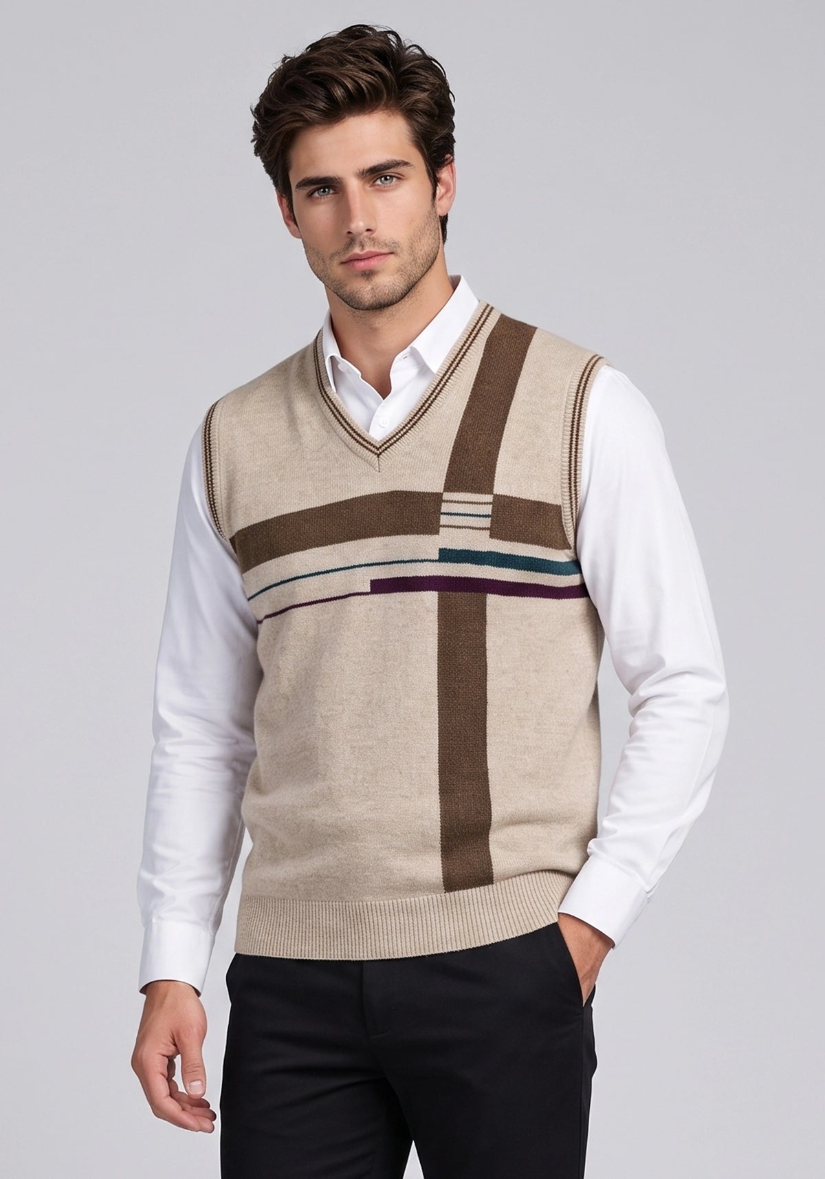 100% Lambswool Wicker Beige Sleeveless