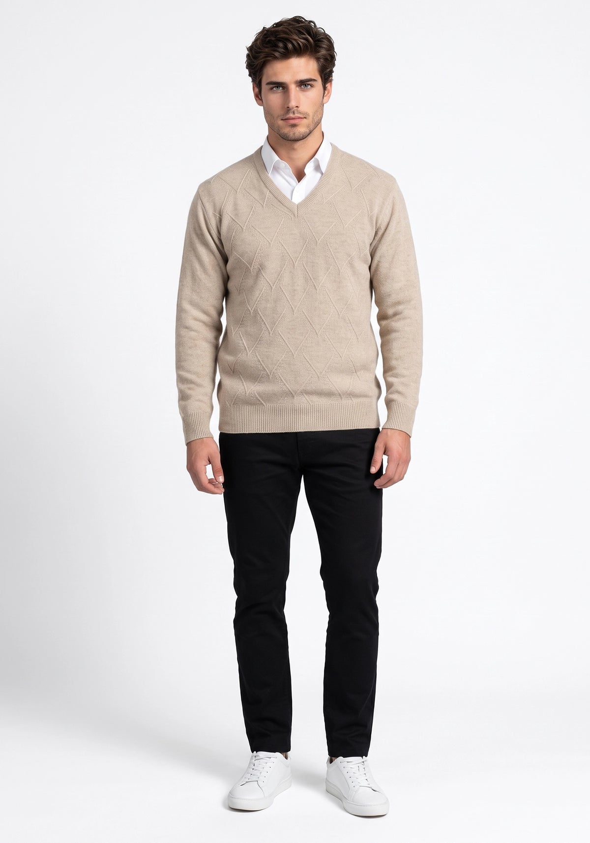 100% Lambswool Wicker Beige Pullover