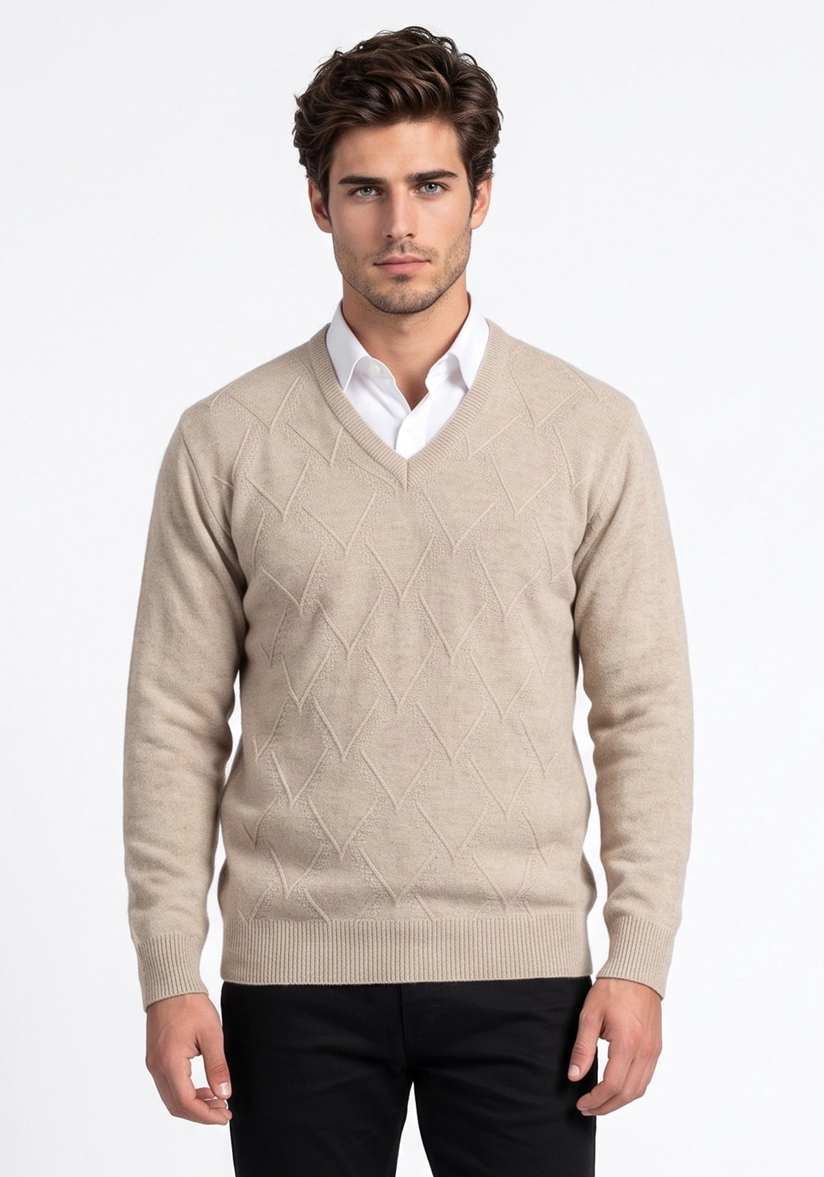 100% Lambswool Wicker Beige Pullover