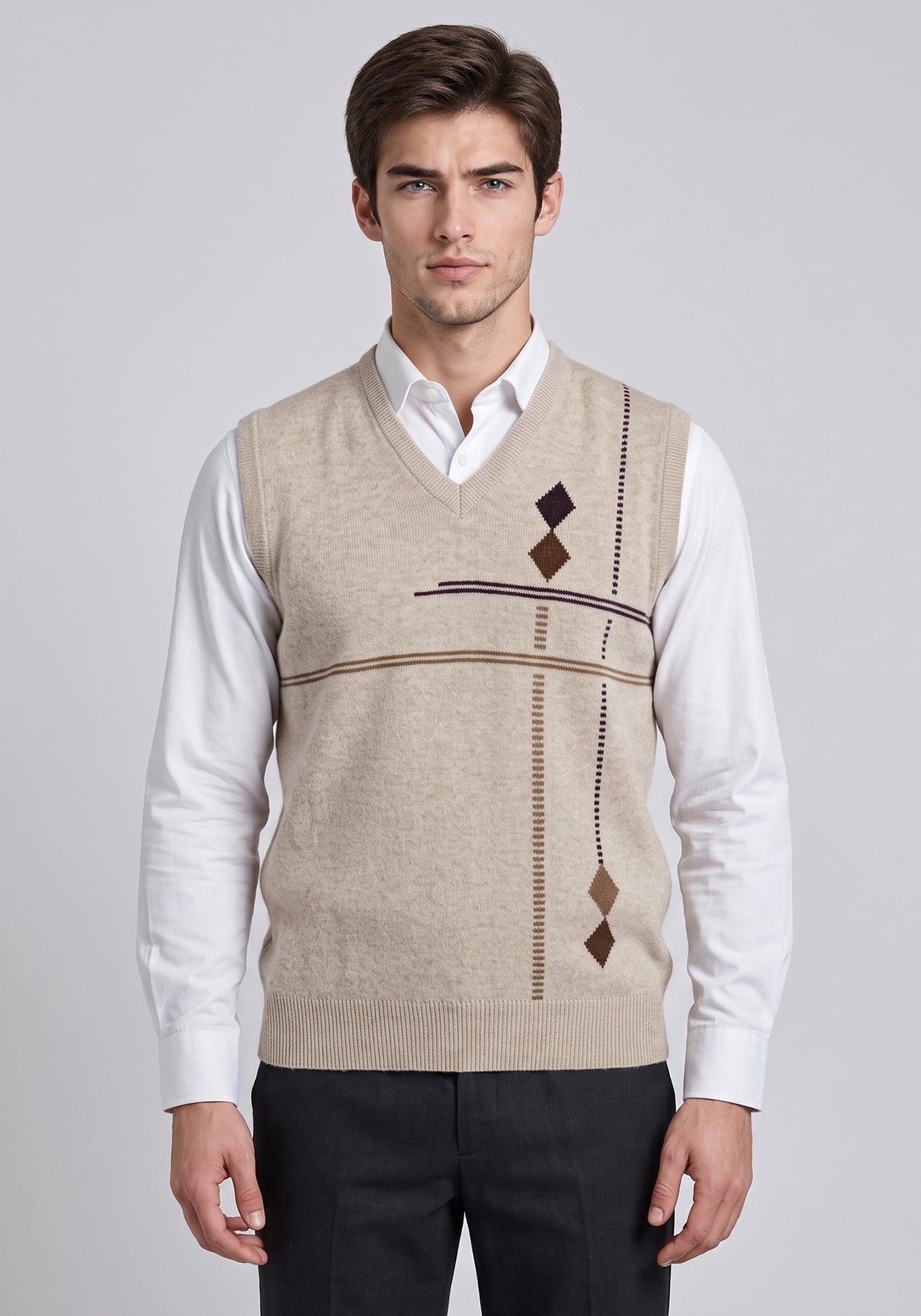 100% Lambswool Wicker Beige Sleeveless