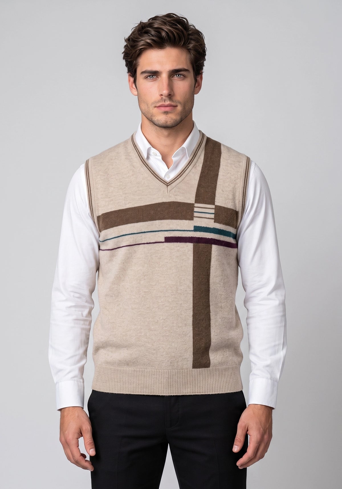 100% Lambswool Wicker Beige Sleeveless
